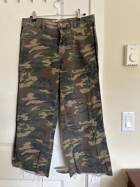 Zara Camouflage Wide-Leg Jeans - Green/Brown